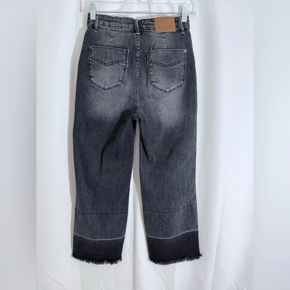 Judy Blue Knoxville High Rise Wide Leg Crop Jeans In A Chic Grey Ombre Color - Picture 10 of 16